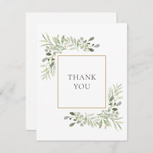 Elégante aquarelle Verdure Mariage Merci (Devant / Derrière)