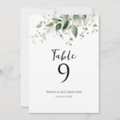 Elégante aquarelle verdure mariage numéro de table (Devant)