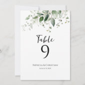 Elégante aquarelle verdure mariage numéro de table (Dos)