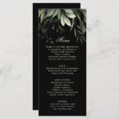 Elégante aquarelle vert menu sur noir (Devant / Derrière)