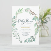 Elégante aquarelle verte Baby shower Invitation (Debout devant)