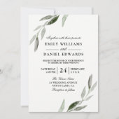 Elégante aquarelle verte Leaf Mariage Invitation (Devant)