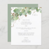 Elégante aquarelle verte Menus Mariages (Devant / Derrière)