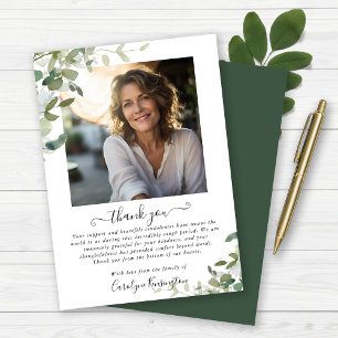 Elégante aquarelle verte Merci funéraire