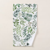 Elégante aquarelle verte Peinture Feuille  (Serviette à main)