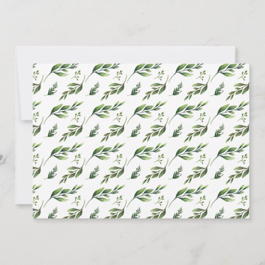 Elégante aquarelle verte Répétition Invitation (Dos)