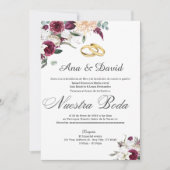 Elégante Aquarelle Vin Faire-part de mariage Flora (Devant)