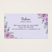 Elégante aquarelle violet Carte de visite floral (Dos)