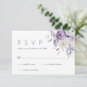 Elégante aquarelle violet mariage floral RSVP (Debout devant)