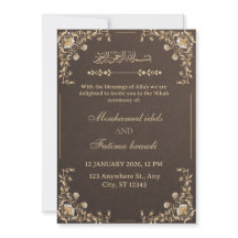 Elegante Arabische Trouwkaart van Goud en Crème