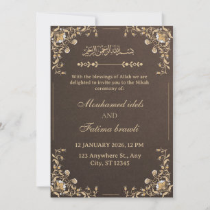 Elegante Arabische Trouwkaart van Goud en Crème Kaart
