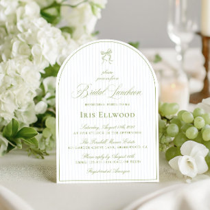 Elegante Arch Sage Groene & Blauwe Bruids Luncheon Kaart