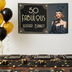 Elegante Art Deco 50 en Fabulous Verjaardag Poster