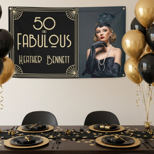 Elegante Art Deco 50 en Fantastische Verjaardag Spandoek