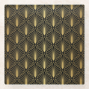 Elegante art deco: Abstract Glazen Onderzetter