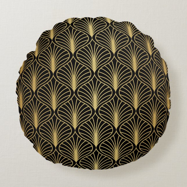 Elegante art deco:  Abstract Rond Kussen (Voorkant)