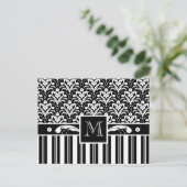 Elegante Art Deco  Bloemen Damast en Strepen Briefkaart (Staand voorkant)