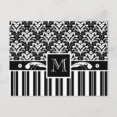 Elegante Art Deco  Bloemen Damast en Strepen Briefkaart (Voorkant)