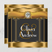 Elegante Art Deco bruiloft Kaart (Voorkant / Achterkant)