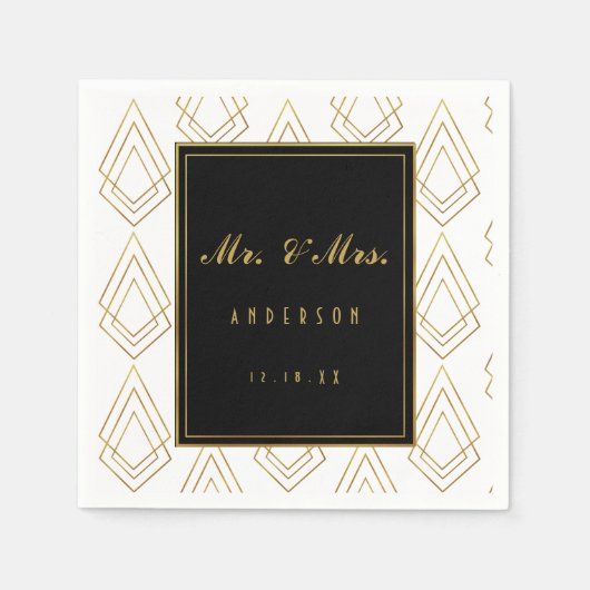 Elegante art deco bruiloft servet bruiloft (Voorkant)