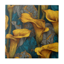 Elegante Art Deco Calle Lilies Tegels Voor Achterw