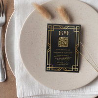Elegante Art Deco Classic Gold Black QR