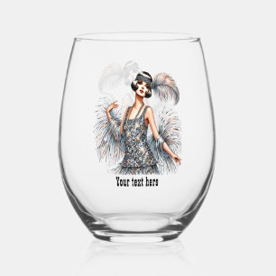 Elegante Art Deco dame aanpasbaar  Wijnglas Zonder Voet