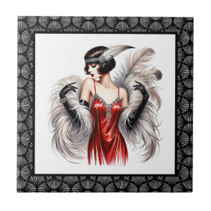 Elegante Art Deco-dame Tegeltje