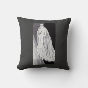 Elegante Art Deco Flapper Bruid Illustratie Kussen