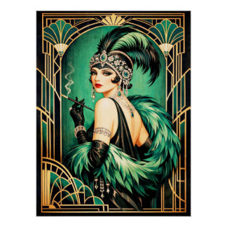 Elegante Art Deco Flapperposter. Perfect Poster