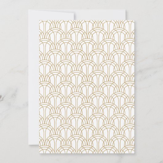 Elegante Art Deco Gatsby 1920s Bruiloft Wit Goud Kaart (Achterkant)