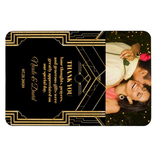 Elegante Art Deco Gatsby bruiloft Magneet (Horizontaal)