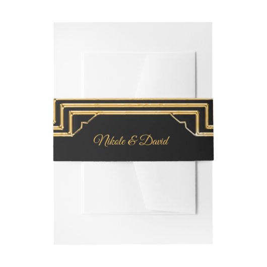 Elegante Art Deco Gatsby bruiloft Uitnodigingen Wikkel (Voorkant Voorbeeld)
