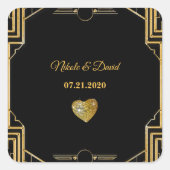 Elegante Art Deco Gatsby bruiloft Vierkante Sticker (Voorkant)