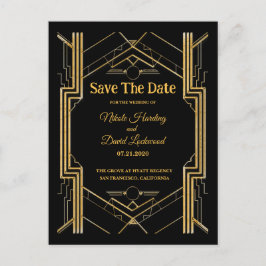 Elegante Art Deco Gatsby Save The Date Aankondigingskaart