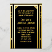 Elegante Art Deco Gold bruiloft Folie Uitnodiging (Voorkant)