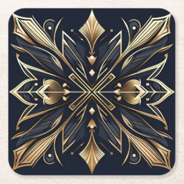 Elegante Art Deco Gold Mandala Vierkante Kartonnen Onderzetter