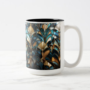 Elegante Art Deco Goud Edelstenen Kralen Turquoise Tweekleurige Koffiemok