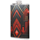 Elegante Art Deco Goud Zwart Rood Heupfles (Links)