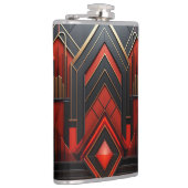 Elegante Art Deco Goud Zwart Rood Heupfles (Rechts)