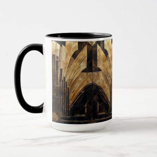 Elegante Art Deco Goud Zwarte Stadsgezicht Mok (Links)