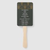 Elegante Art Deco Gouden Groene Bruiloft Handwaaier (Achterkant)