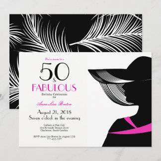 Elegante Art Deco hot pink elegante dame 50 & Fab Kaart