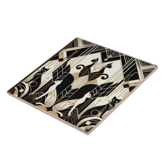 Elegante Art Deco kat Tegeltje (Zijkant)