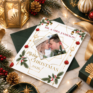 Elegante Art Deco Kerst Foto Folie Kaart