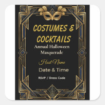 Elegante Art Deco-kostuums en cocktails-masquerade