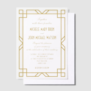 Elegante Art Deco Lijst  Classic Wedding Vellum Uitnodigingen
