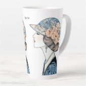  Elegante Art Deco Mode Lady Pet Parels Latte Mok (Rechterhoek)