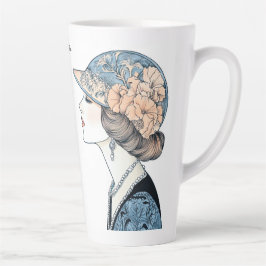 Elegante Art Deco Mode Lady Pet Parels Latte Mok