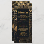 Elegante Art Deco Pauw Wedding Menu (Voorkant / Achterkant)